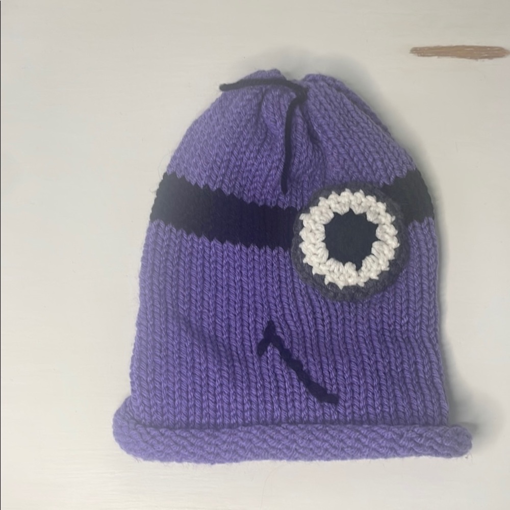 Kids Purple Knit Character Beanie